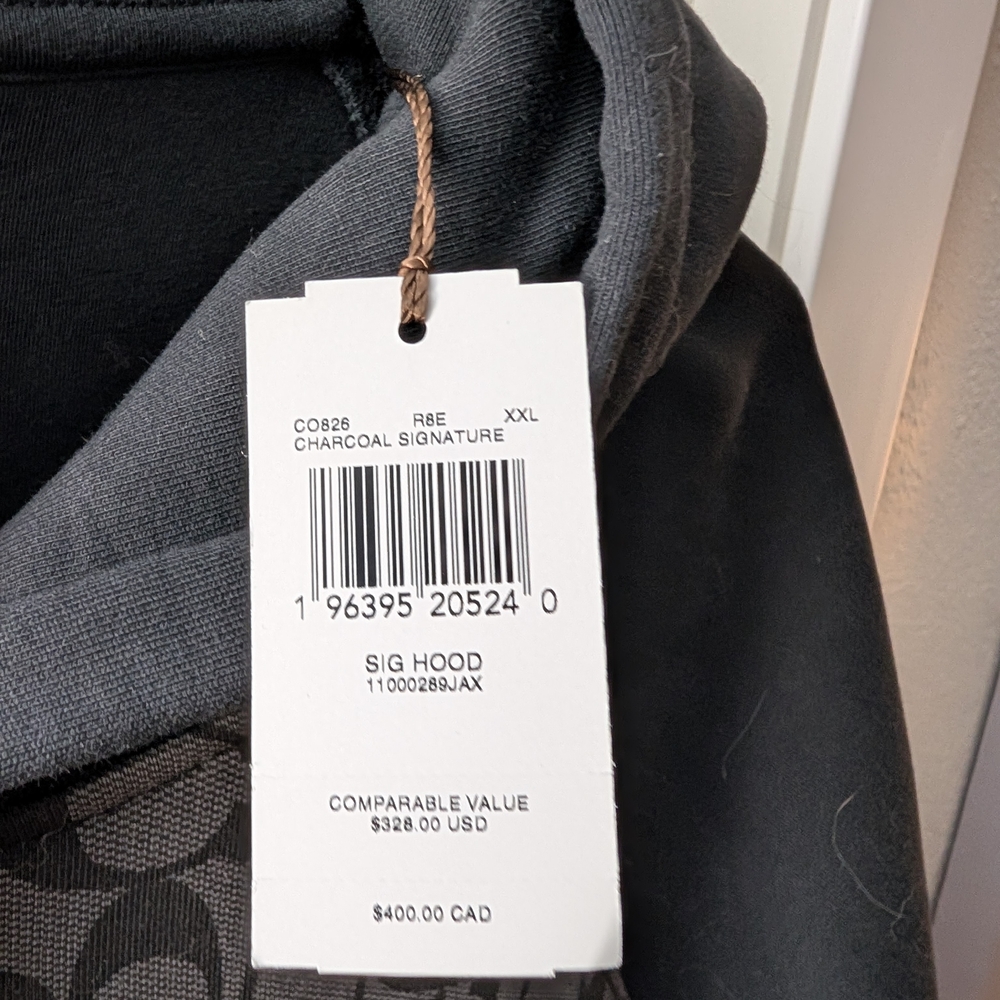 Coach Black and Gray Signature C Pullover Hoodie - Picture 3 of 3